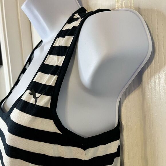 Puma Women's Black And White Scoop Neck Striped Swing Tank Top Size Small NWT - Picture 4 of 8